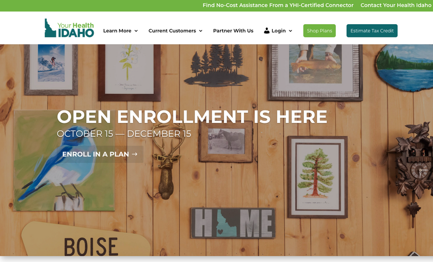 Idaho's health exchange opened earlier this month. Other states begin open enrollment on Saturday. (Screenshot of www.yourhealthidaho.org/)