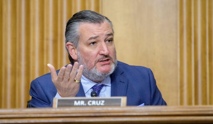 Sen. Ted Cruz, R-Texas, questions Amer Ghalib during a Senate Committee on Foreign Relations hearing on his pending nomination to be U.S. Ambassador to Kuwait, on Capitol Hill, Thursday, Oct. 23, 2025, in Washington. (AP Photo/Rod Lamkey, Jr.)