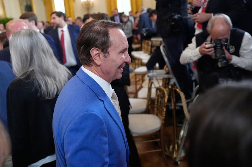 Louisiana Gov. Jeff Landry departs after an event to welcome the 2025 LSU and LSU-Shreveport national champion baseball teams in the East Room of the White House, Monday, Oct. 20, 2025, in Washington. (AP Photo/Alex Brandon)