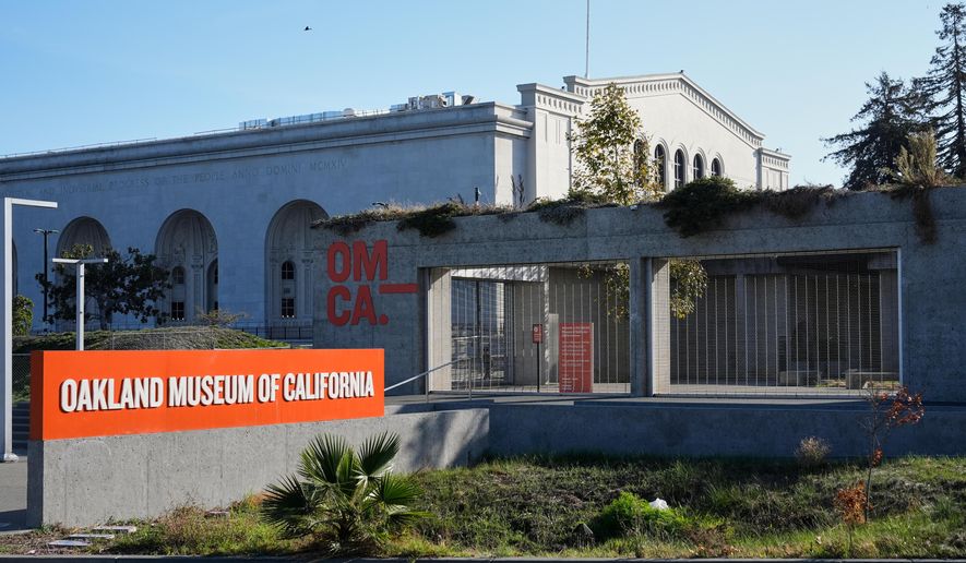 The Oakland Museum of California is photographed, Thursday, Oct. 30, 2025, in Oakland, Calif. (AP Photo/Godofredo A. Vásquez)