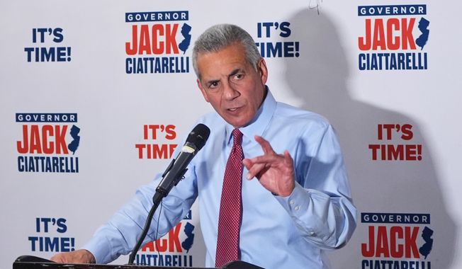 Republican candidate for governor Jack Ciattarelli speaks to supporters Thursday, Oct. 30, 2025, in Spring Lake Heights, N.J.(AP Photo/Frank Franklin II)
