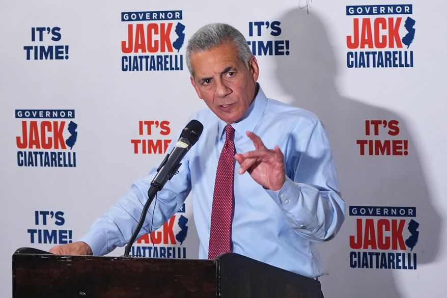 Republican candidate for governor Jack Ciattarelli speaks to supporters Thursday, Oct. 30, 2025, in Spring Lake Heights, N.J.(AP Photo/Frank Franklin II)