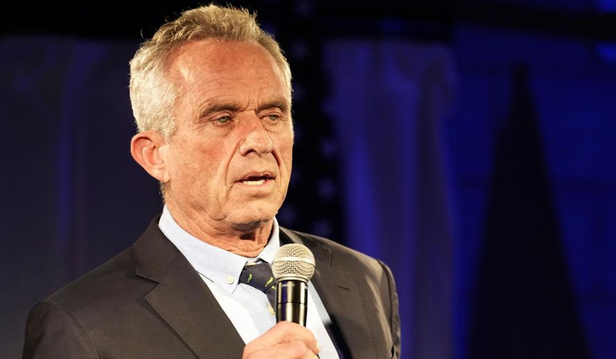 FILE- Robert F. Kennedy Jr. speaks during a campaign event, Tuesday, Nov. 14, 2023, in Columbia, S.C. (AP Photo/Meg Kinnard, File)