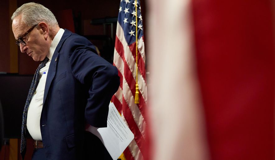 Senate Minority Leader Chuck Schumer, D-N.Y., attends a news conference about the government shutdown on Capitol Hill in Washington, Sept. 30, 2025. (AP Photo/Jacquelyn Martin) **FILE**