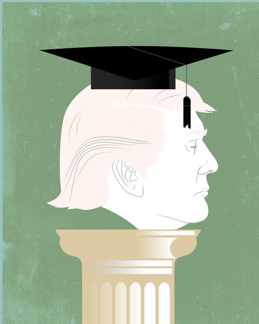 University leaders are foolish to reject President Trump's compact illustration by Linas Garsys/ The Washington Times