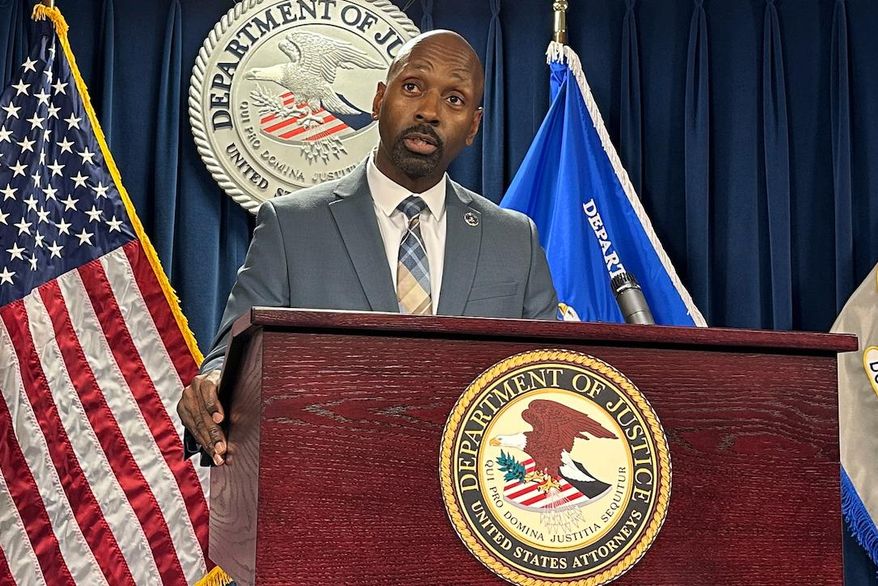 Ted Docks, Special Agent in Charge, Federal Bureau of Investigation, speaks during a news conference to announce the arrest of two men in connection with a weekend explosion at Harvard Medical School on Tuesday, Nov. 4, 2025 in Boston..(AP Photos/Michael Casey)