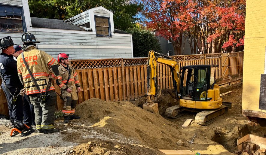 D.C. Fire and EMS Department reports a structural collapse incident at 35th and Prospect streets NW. The home was under renovation. One adult male worker was injured and transported with a serious injury. (Image courtesy of the D.C. Fire and EMS Department)