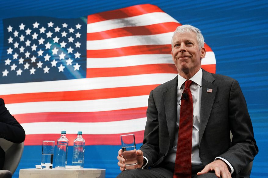 U.S. Energy Secretary Chris Wright waits for the start of the Atlantic Council conference in Athens, Greece, Thursday, Nov. 6, 2025. (AP Photo/Thanassis Stavrakis)