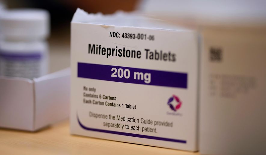 Mifepristone tablets are seen at a Planned Parenthood clinic in Ames, Iowa, on Thursday, July 18, 2024. (AP Photo/Charlie Neibergall, File)