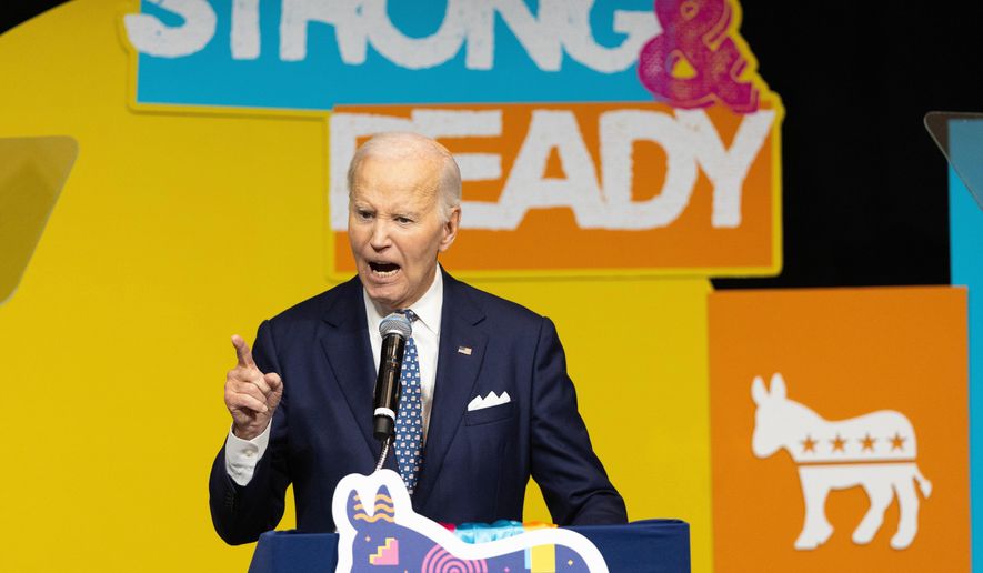Former President Joe Biden speaks during the Ben Nelson Gala Friday, Nov. 7, 2025, in Omaha, Neb. (AP Photo/Rebecca S. Gratz)