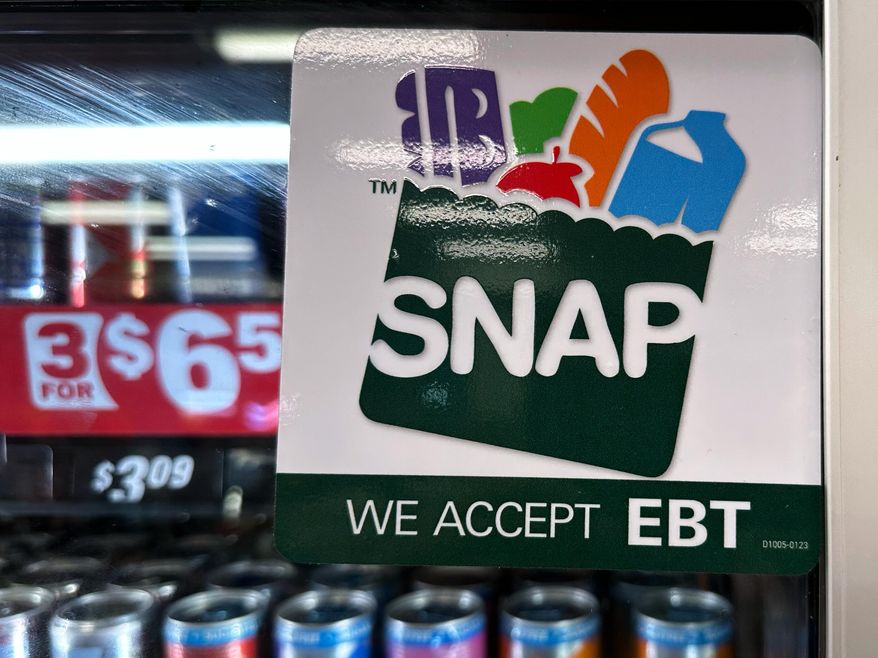 SNAP EBT information sign is displayed at a gas station in Riverwoods, Ill., Saturday, Nov. 1, 2025. (AP Photo/Nam Y. Huh) **FILE**