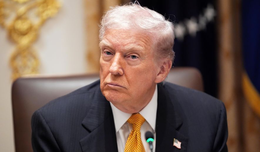President Donald Trump meets with Hungary's Prime Minister Viktor Orban in the Cabinet Room of the White House, Friday, Nov. 7, 2025, in Washington. (AP Photo/Evan Vucci)