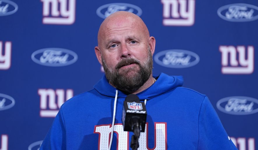 New York Giants head coach Brian Daboll reacts after an NFL football game against the Philadelphia Eagles on Sunday, Oct. 26, 2025, in Philadelphia. (AP Photo/Matt Rourke)