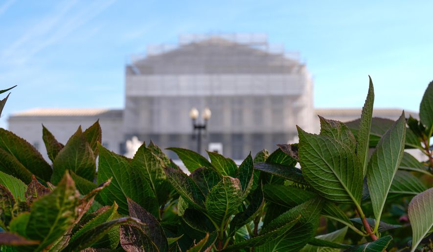 The U.S. Supreme Court is seen on Capitol Hill, Friday, Nov. 7, 2025, in Washington. (AP Photo/Mariam Zuhaib)