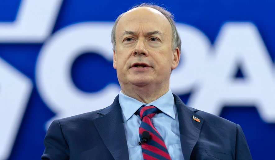 FILE - Former Justice Department official Jeffrey Clark speaks during the Conservative Political Action Conference, CPAC, in Oxon Hill, Md., Feb. 23, 2024. (AP Photo/Jose Luis Magana, File)