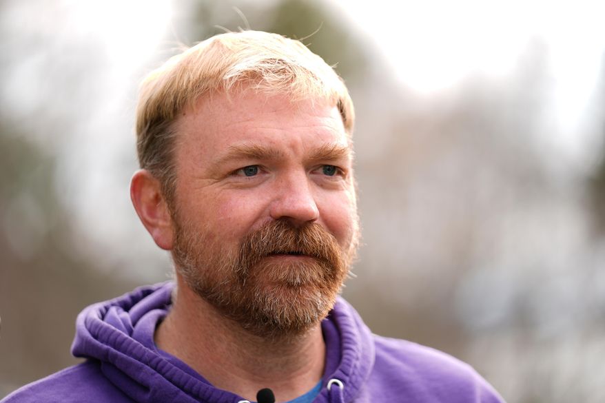 Graham Platner, Democratic candidate for U.S. Senate, Monday, Nov. 3, 2025, in Sullivan, Maine. (AP Photo/Robert F. Bukaty)
