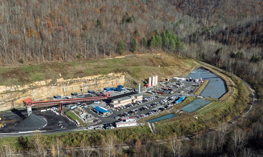 The Rolling Thunder coal mine near Swiss, in Nicholas County, West Virginia, is seen in this aerial photo on Wednesday, Nov. 12, 2025. (Sean McCallister/Charleston Gazette-Mail via AP)