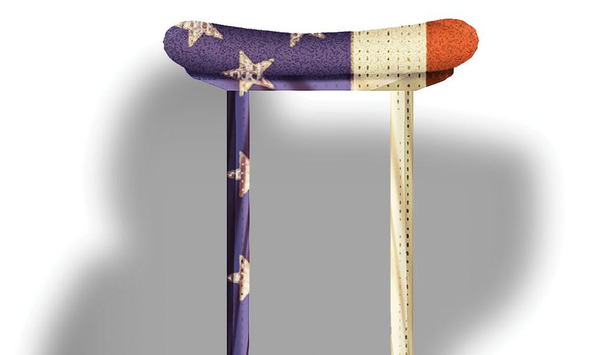 Americans' reliance on government welfare benefits illustration by Alexander Hunter/The Washington Times