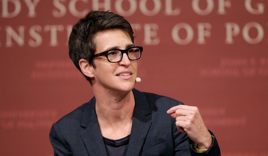 MSNBC television anchor Rachel Maddow, host of the Rachel Maddow Show, moderates a panel Oct. 16, 2017, at the Harvard University campus, in Cambridge, Mass. (AP Photo/Steven Senne, File)