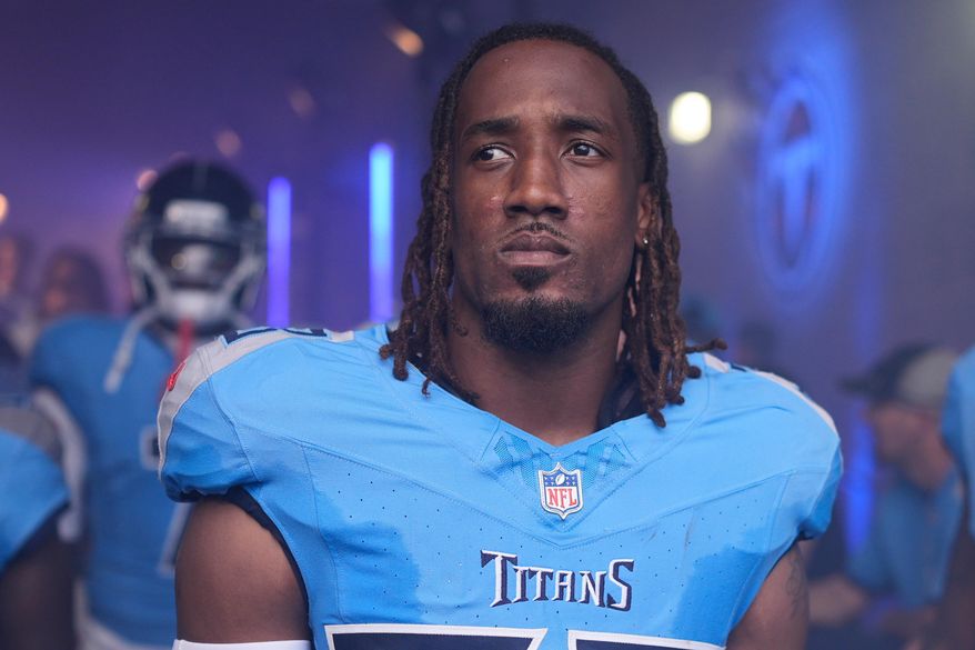 FILE - Tennessee Titans cornerback L'Jarius Sneed stands in the tunnel before an NFL football game against the Indianapolis Colts, Sept. 21, 2025, in Nashville, Tenn. (AP Photo/George Walker IV, File)