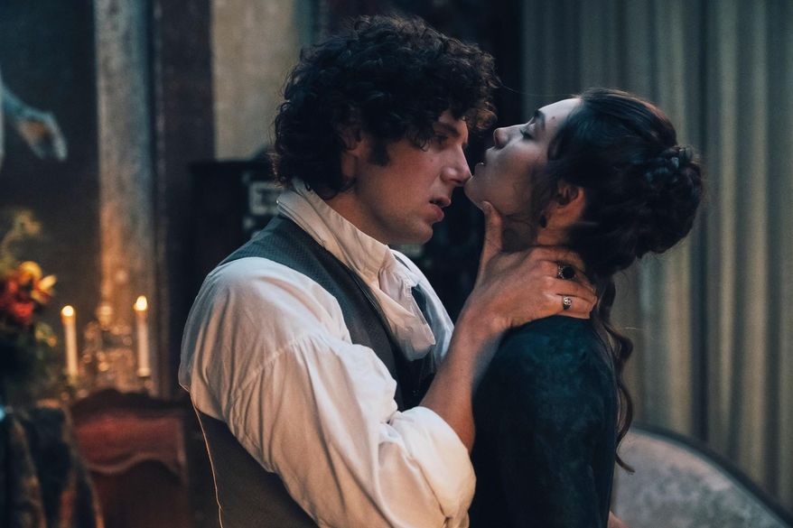 This image released by HBO shows Vincent Lacoste, left, and Anamaria Vartolomei in a scene from "The Seduction." (Caroline Dubois/HBO via AP)