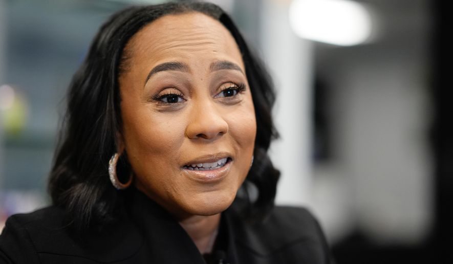 Fani Willis, district attorney of Fulton County, speaks during an interview, Oct. 22, 2024, in Atlanta. (AP Photo/Brynn Anderson, File)