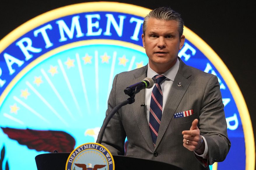 Defense Secretary Pete Hegseth speaks during the 4th annual Northeast Indiana Defense Summit at Purdue University Fort Wayne, Wednesday, Nov. 12, 2025, in Fort Wayne, Ind. (AP Photo/Darron Cummings)