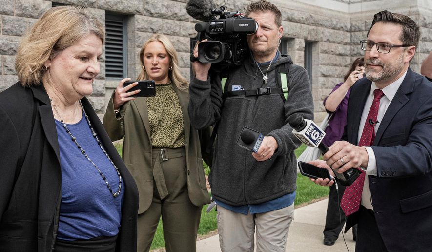 FILE - Milwaukee County Circuit Judge Hannah Dugan leaves the federal courthouse after a hearing in Milwaukee on May 15, 2025. (AP Photo/Andy Manis, File)