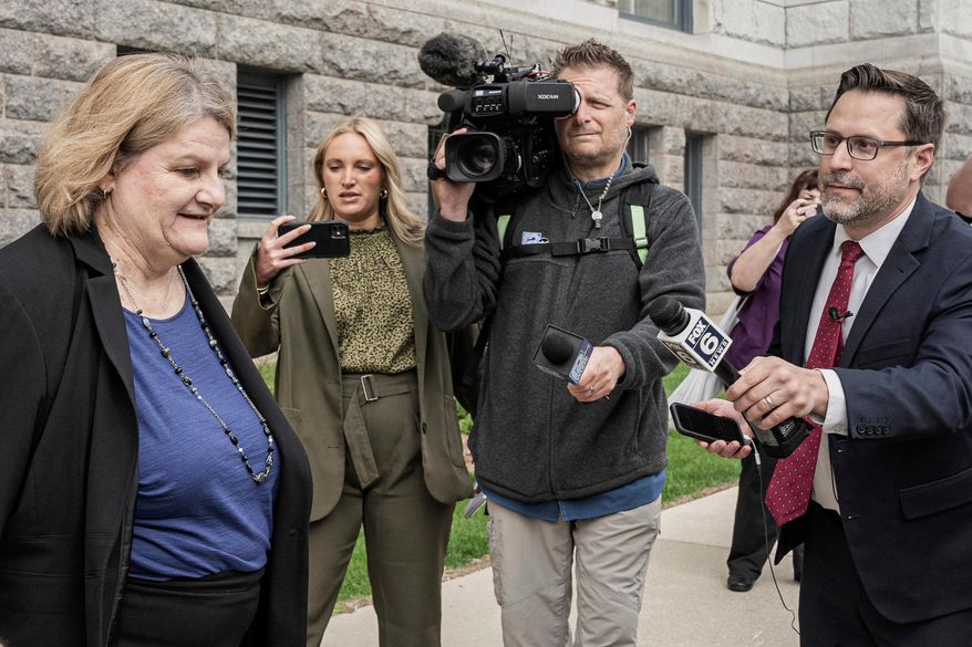 FILE - Milwaukee County Circuit Judge Hannah Dugan leaves the federal courthouse after a hearing in Milwaukee on May 15, 2025. (AP Photo/Andy Manis, File)