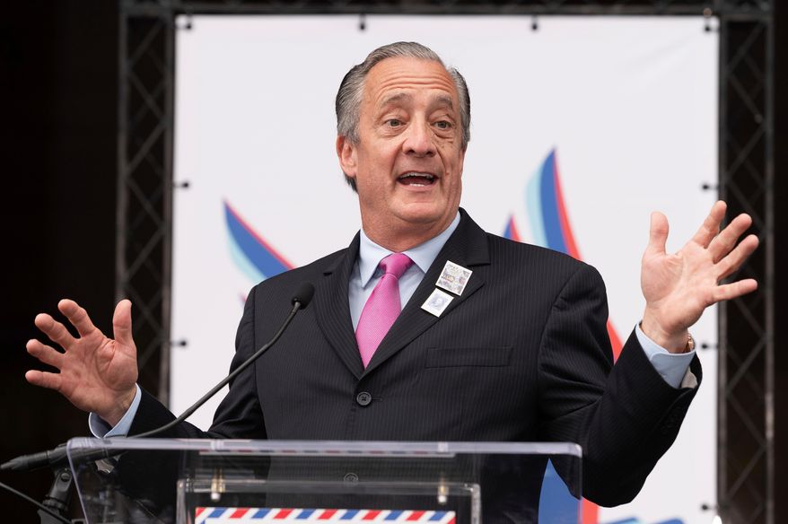 Postmaster General David Steiner speaks at an event marking the 250th anniversary of the postal service's founding, July 23, 2025, in Washington. (AP Photo/Cliff Owen, File)