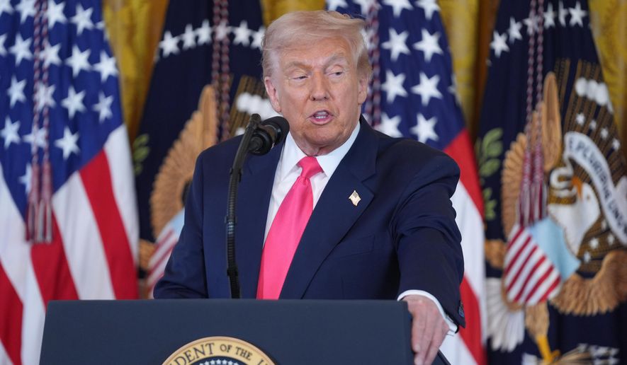 President Donald Trump speaks during an event on foster care in the East Room of the at the White House, Thursday, Nov. 13, 2025, in Washington. (AP Photo/Evan Vucci)