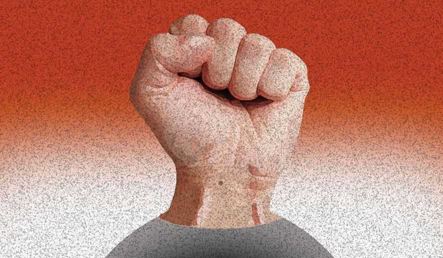 Violent rhetoric and violent acts by the left illustration by Alexander Hunter/The Washington Times