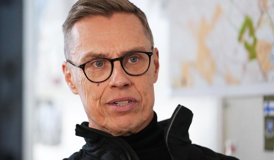 Finland's President Alexander Stubb speaks during an interview with The Associated Press in Halvala, Finland, Saturday, Nov. 15, 2025. (AP Photo/Sergei Grits)