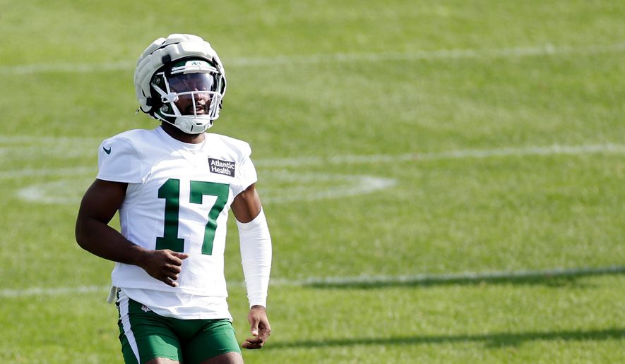 New York Jets cornerback Kris Boyd takes part in an NFL football training camp, July 23, 2025, in Florham Park, N.J. (AP Photo/Adam Hunger, File)