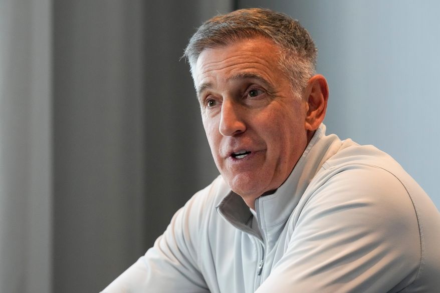 FILE - Big Ten Conference commissioner Tony Petitti speaks during a news conference after meetings with the Southeastern Conference, Oct. 10, 2024, in Nashville, Tenn. (AP Photo/George Walker IV, File)