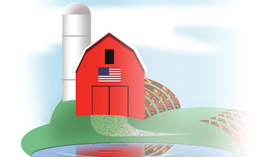The United States of America farm illustration by Alexander Hunter/The Washington Times