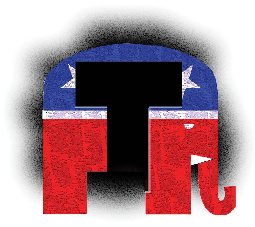 Republican Party and Donald Trump illustration by Alexander Hunter/The Washington Times