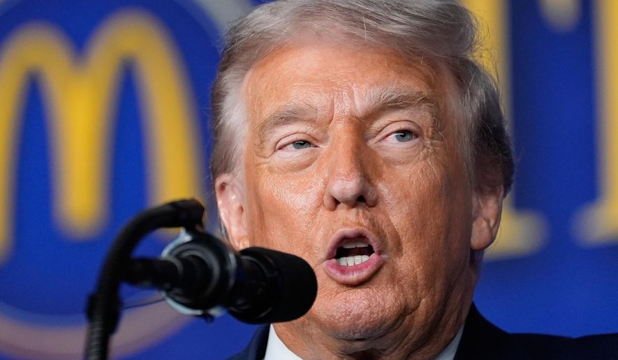 President Donald Trump speaks at the McDonald's Impact Summit, Monday, Nov. 17, 2025, in Washington. (AP Photo/Alex Brandon)