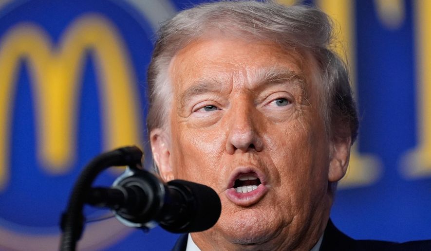 President Donald Trump speaks at the McDonald's Impact Summit, Monday, Nov. 17, 2025, in Washington. (AP Photo/Alex Brandon)