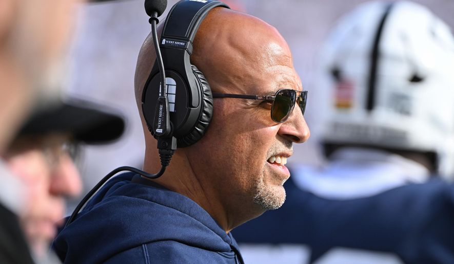 FILE - Penn State head coach James Franklin watches the action against Northwestern during the second quarter of an NCAA college football game, Saturday, Oct. 11, 2025, in State College, Pa. (AP Photo/Barry Reeger,File)