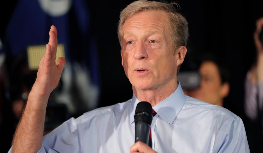FILE - Democratic presidential candidate Tom Steyer speaks at a campaign event in Myrtle Beach, S.C., Feb. 26, 2020. (AP Photo/Gerald Herbert, file)