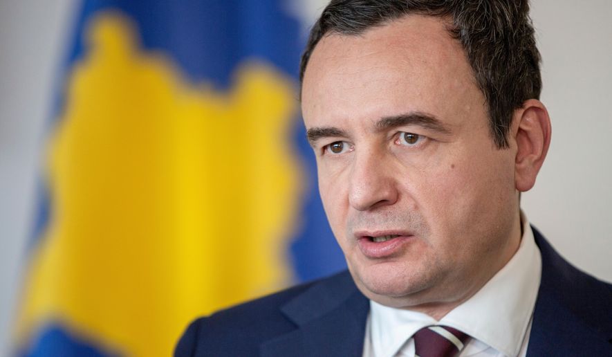 Kosovo Prime Minister Albin Kurti speaks during an interview with The Associated Press in the capital Pristina, Friday, Sept. 29, 2023. (AP Photo/Visar Kryeziu, File)
