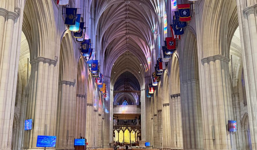 The nave at the Washington National Cathedral is photographed in Washington, Monday, Nov. 17, 2005. (AP Photo/Mike Pesoli)