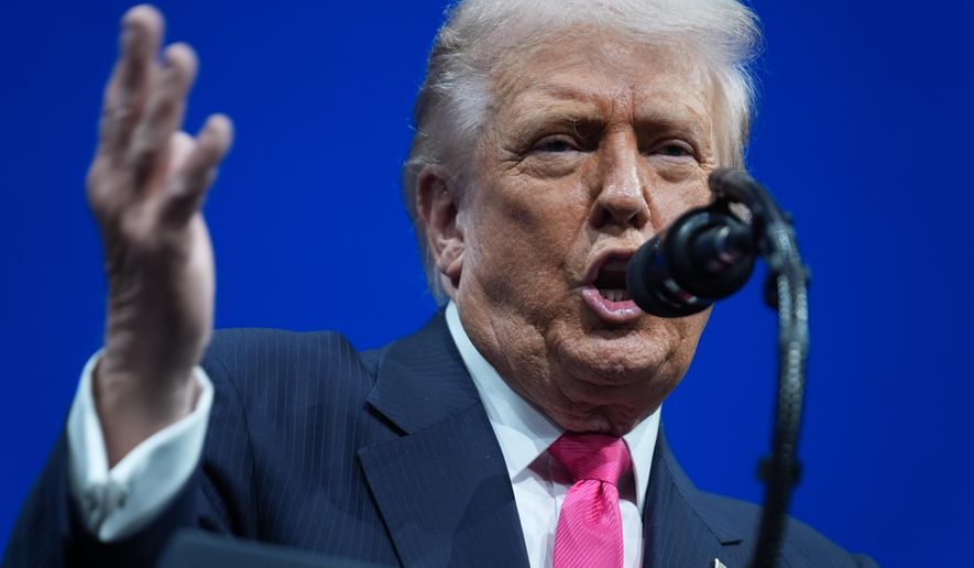 President Donald Trump speaks during the Saudi Investment Forum at the Kennedy Center, Wednesday, Nov. 19, 2025, in Washington. (AP Photo/Evan Vucci)