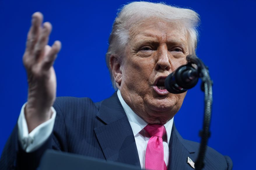 President Donald Trump speaks during the Saudi Investment Forum at the Kennedy Center, Wednesday, Nov. 19, 2025, in Washington. (AP Photo/Evan Vucci)