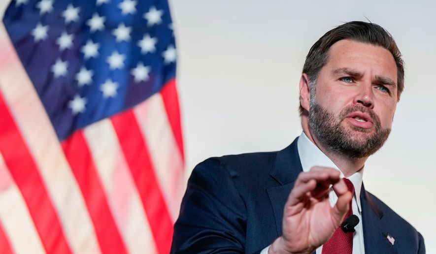 Vice President J.D. Vance speaks with Breitbart News Washington bureau chief Matthew Boyle at Andrew W. Mellon Auditorium, Thursday, Nov. 20, 2025, in Washington. (AP Photo/Julia Demaree Nikhinson) ** FILE **