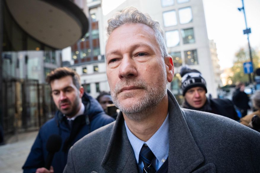 Former leader of Reform UK in Wales Nathan Gill, arrives at the The Old Bailey, London, Friday Nov. 21, 2025. (James Manning/PA via AP)
