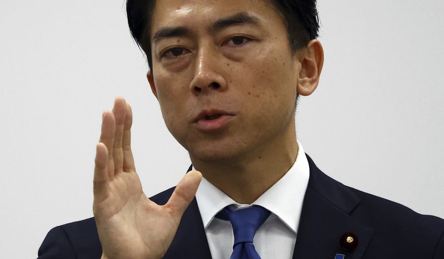 Japan's Agriculture Minister Shinjiro Koizumi, who is the son of former prime minister Junichiro Koizumi, attends a press conference about his running in the ruling Liberal Democratic Party leadership race in Tokyo, Japan, Saturday, Sept. 20, 2025. (Issei Kato/Pool Photo via AP) **FILE**