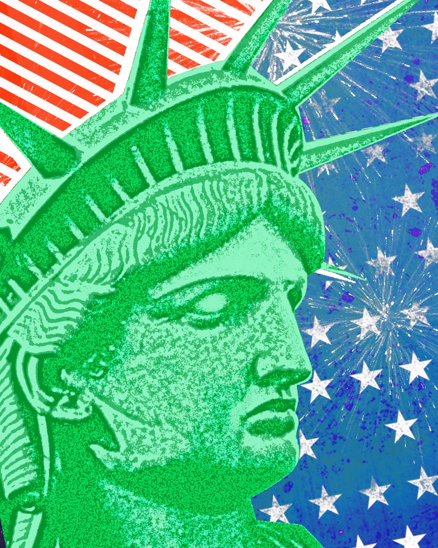 Fighting for the United States of America illustration by Linas Garsys / The Washington Times