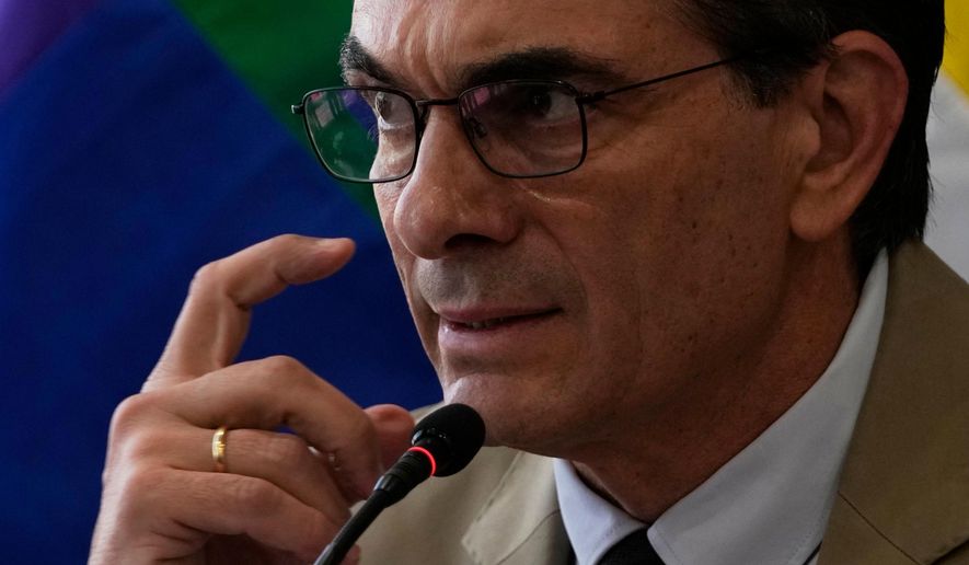 Bolivian President Rodrigo Paz holds a press conference at the presidential palace in La Paz, Bolivia, Tuesday, Nov. 25, 2025. (AP Photo/Juan Karita)